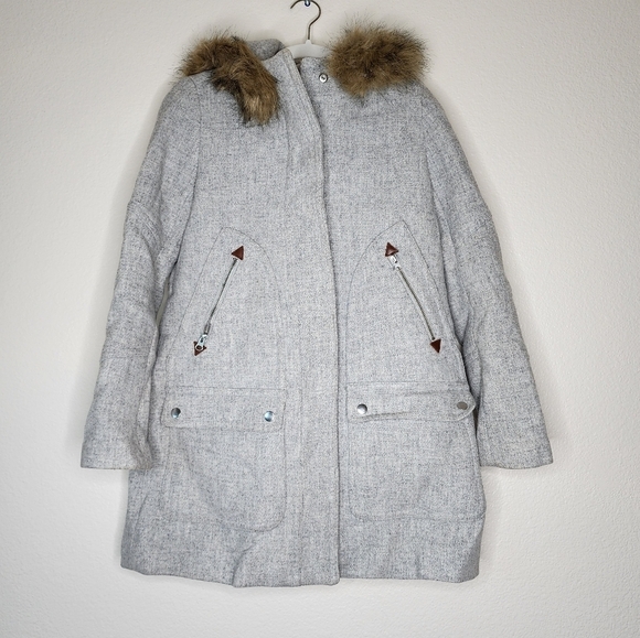 J.Crew Heather Dusk Italian Stadium-Cloth Wool Chateau Parka Coat  2 - Picture 3 of 6